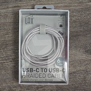 Silver USB-C to USB-C Braided Cable - 6FT